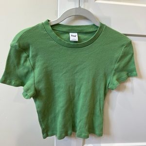 Aritzia TNA Green Ribbed Tee